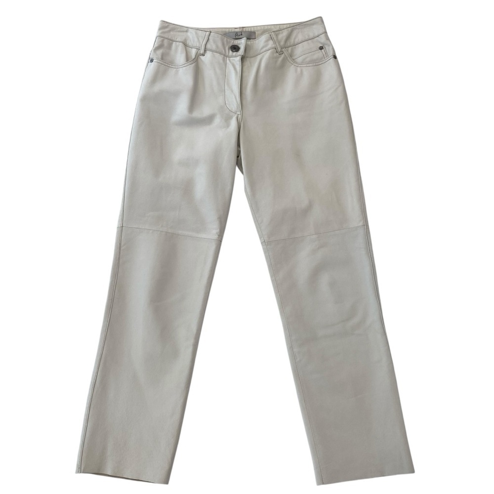 Blink from DANIER leather pants jeans ecru white high waist straight leg size 6